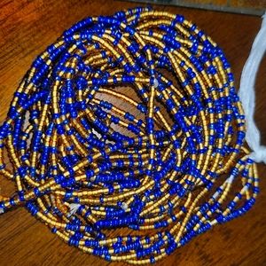 Blue gold trim belly Chain waistbeads jewelry Handmade💙💛💙💛
